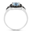 1.19 Carat Genuine Swiss Blue Topaz & Black Diamond .925 Sterling Silver Ring-2
