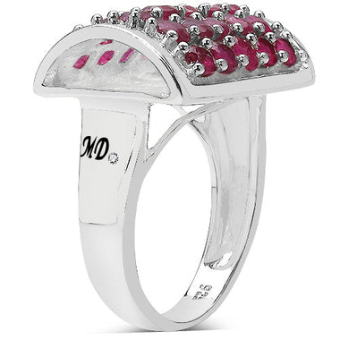 3.01 Carat Genuine Ruby & White Diamond .925 Sterling Silver Ring - 0