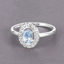 0.44 Carat Genuine Aquamarine and White Diamond 14K White Gold Ring-4