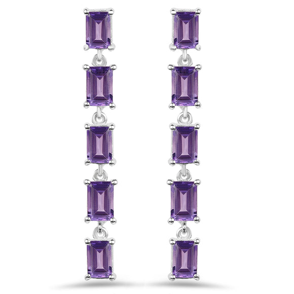 5.50 Carat Genuine Amethyst .925 Sterling Silver Earrings