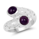 2.31 Carat Genuine Amethyst and White Topaz .925 Sterling Silver Ring-1