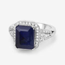 4.80 Carat Glass Filled Sapphire and White Topaz .925 Sterling Silver Ring-4