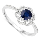 0.78 Carat Genuine Blue Sapphire and White Diamond 14K White Gold Ring-2