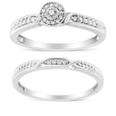 .925 Sterling Silver Diamond Accent Frame Twist Shank Bridal Set Ring and Band (I-J Color, I3 Clarity) - Size 7-1
