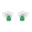 .925 Sterling Silver 1/4 Cttw Round Brilliant-Cut Green Diamond Classic 4-Prong Stud Earrings (Fancy Color-Enhanced, I2-I3 Clarity)-1