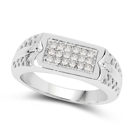 0.27 Carat Genuine White Diamond .925 Sterling Silver Ring
