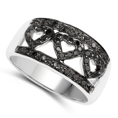 0.32 Carat Genuine Black Diamond .925 Sterling Silver Ring - 0