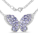 3.31 Carat Genuine Tanzanite & White Topaz .925 Sterling Silver Pendant-1