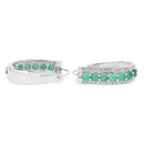 3.42 Carat Genuine Emerald and White Diamond .925 Sterling Silver Earrings-3