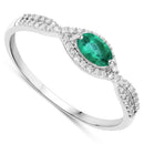 0.32 Carat Genuine Zambian Emerald and White Diamond 14K White Gold Ring-2