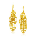 14k Yellow Gold Textured Cascading Cut Out Marquise Earrings-1