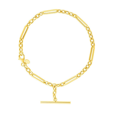 14k Yellow Gold 7 1/5 inch Alternating Oval and Round Chain Bracelet with Toggle - 0