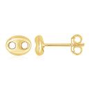 14K Yellow Gold Mariner Link Button Earrings-1