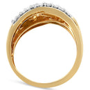 10K Yellow and White Gold 1.0 Cttw Round and Baguette-Cut Diamond Multirow Interwoven Cocktail Ring (I-J Color, I2-I3 Quality) - Size 7-2