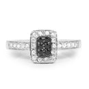 0.35 Carat Genuine Black Diamond and White Diamond .925 Sterling Silver Ring-4