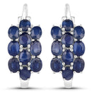 10.40 Carat Genuine Blue Sapphire .925 Sterling Silver 3 Piece Jewelry Set (Ring, Earrings, and Pendant w/ Chain)-4