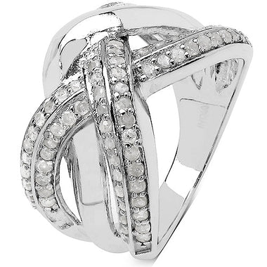 0.55 Carat Genuine White Diamond .925 Sterling Silver Ring - 0