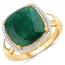 5.14 Carat Dyed Emerald and White Diamond .925 Sterling Silver Ring-1