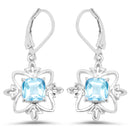 5.30 Carat Genuine Swiss Blue Topaz .925 Sterling Silver Earrings-2
