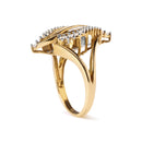 10K Yellow Gold 1/2 Cttw Round and Baguette Cut Diamond Cocktail Ring (H-I Color, I1-I2 Clarity)-3