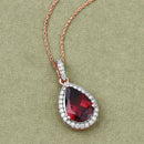 3.29 Carat Genuine Rhodolite and White Diamond 14K Rose Gold Pendant-2