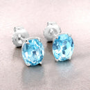 4.00 Carat Genuine Swiss Blue Topaz .925 Sterling Silver Earrings-4