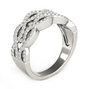 Diamond Studded Double Interlocking Waves Ring in 14k White Gold  (5/8 cttw)-4