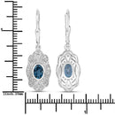 1.32 Carat Genuine London Blue Topaz and White Topaz .925 Sterling Silver Earrings-4