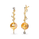 18K Yellow Gold 2/3 Cttw Round Bezel Diamond and 25mm Ball Shaped Yellow Citrine Gemstone Dangle Stud Earring (Brown and G-H Color, SI1-SI2 Clarity)-2