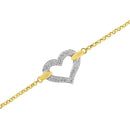 10K Two Tone Gold 1/4 Cttw Diamond Encrusted Heart Charm 7" Bracelet (H-I Color, I1-I2 Clarity)-5