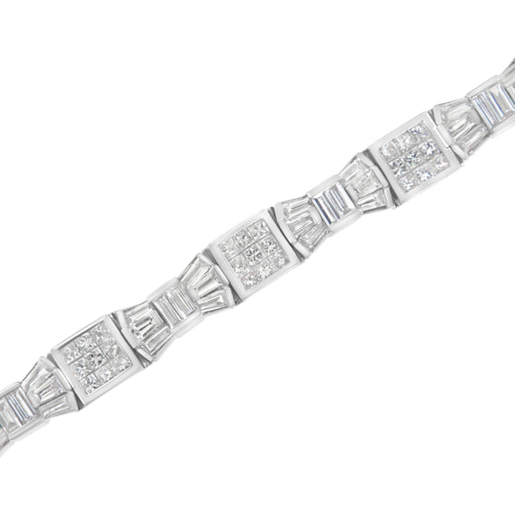 14K Yellow Gold 9.0 Cttw Diamond Alternating Bow and Box Link Bracelet (G-H Color, VS1-VS2 Clarity)- 7"