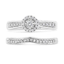 .925 Sterling Silver 1/3 Cttw Diamond Halo and Pave Shank Engagement Ring Set (I-J Color, I3 Clarity) - Ring Size 7-2