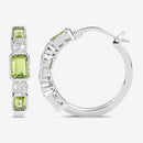 2.40 Carat Genuine Peridot and White Topaz .925 Sterling Silver Earrings-4