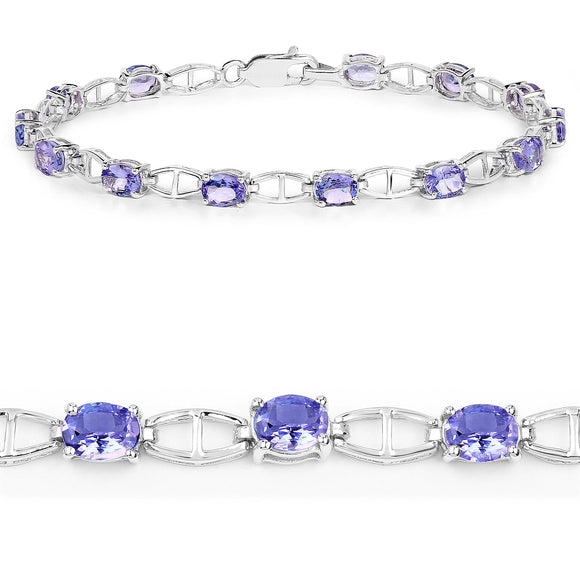 4.29 Carat Genuine Tanzanite .925 Sterling Silver Bracelet