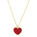 14k Yellow Gold High Polish Heart Red Cornelia Paste Necklace-3
