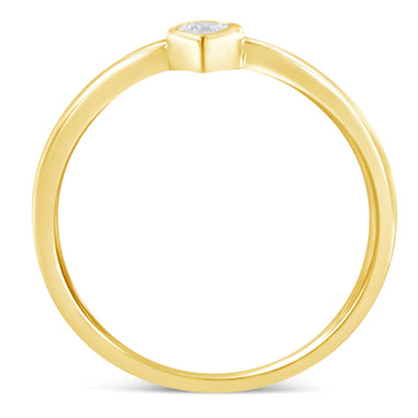 14K Yellow Gold Plated .925 Sterling Silver 1/20 Carat Diamond Teardrop Pear-Shaped Miracle Set Petite Fashion Ring (J-K Color, I1-I2 Clarity) - Size 6 - 0