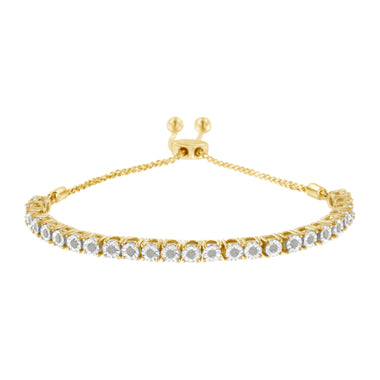 10K Yellow Gold over .925 Sterling Silver 1/4 Cttw Miracle-Set Diamond 4â€-10â€ Adjustable Bolo Tennis Bracelet (I-J Color, I3 Clarity)