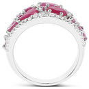 3.89 Carat Genuine Ruby and White Zircon .925 Sterling Silver Ring-2