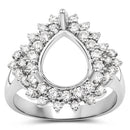 0.89 Carat Genuine White Diamond 14K White Gold Semi Mount Ring - holds 11x9mm Pear Gemstone-2