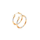 10k Tri-Color Gold Classic Hoop Earrings with Diamond Cut Details-4