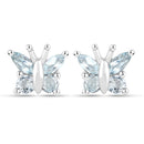 18K White Gold Plated 1.12 Carat Genuine Blue Topaz .925 Sterling Silver Earrings-1