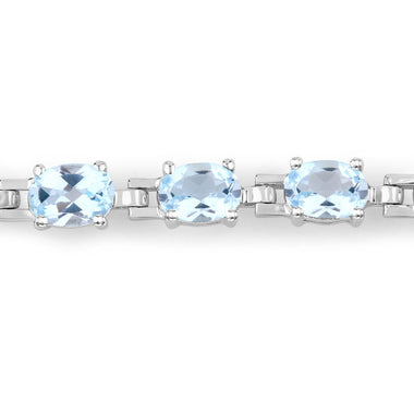 7.60 Carat Genuine Blue Topaz .925 Sterling Silver Bracelet - 0