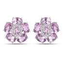 18K White Gold Plated 7.74 Carat Genuine Pink Amethyst and White Topaz .925 Sterling Silver Earrings-1