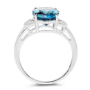 4.26 Carat Genuine London Blue Topaz & White Topaz .925 Sterling Silver Ring-2