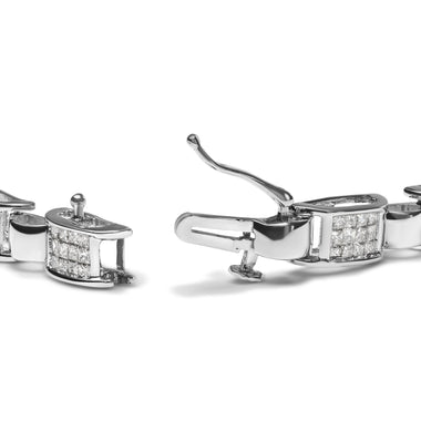 14K White Gold 2.00 Cttw Princess Diamond Invisible Set Link Bracelet (H-I Color, SI2-I1 Clarity) - 7" - 0