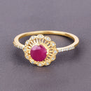 0.68 Carat Genuine Ruby and White Diamond 14K Yellow Gold Ring-4