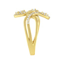 10K Yellow Gold 1/2 Cttw Round-Cut Diamond Layered Crossover Triple Leaf Bypass Ring (I-J Color, I1-I2 Clarity) - Size 7-5