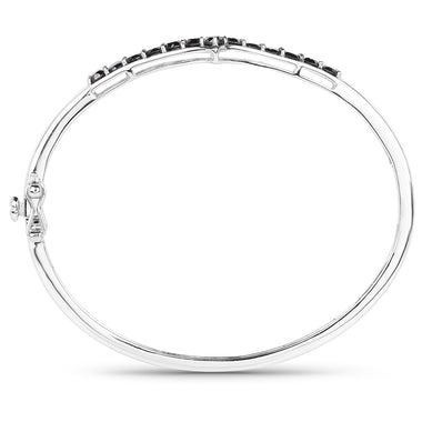 2.28 Carat Genuine Black Diamond .925 Sterling Silver Bangle - 0