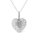.925 Sterling Silver Pave-Set Diamond Accent Heart Shape 18" Pendant Necklace (I-J Color, I1-I2 Clarity)-1