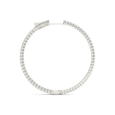 14k White Gold Slim Two Sided Diamond Hoop Earrings (1 1/2 cttw) - 0